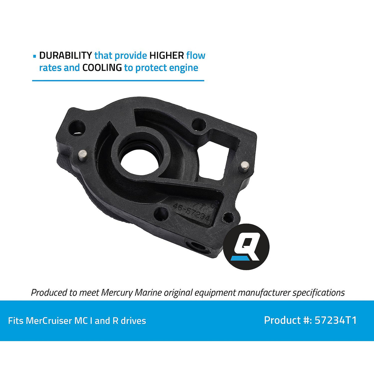 Mercury Mercruiser - Water Pump Base Kit - Fits MC I & R Drives w/o Flush Screw In Housing - 46-57234T1