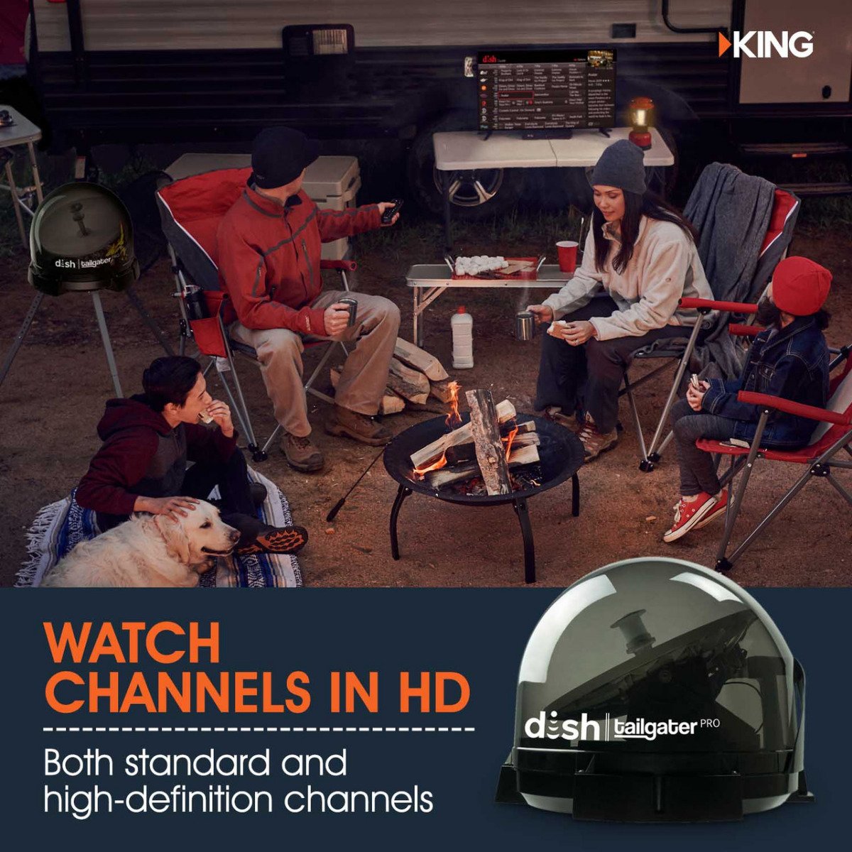 KING - Tailgater Pro Premium Satellite TV Antenna - Portable - DTP4900