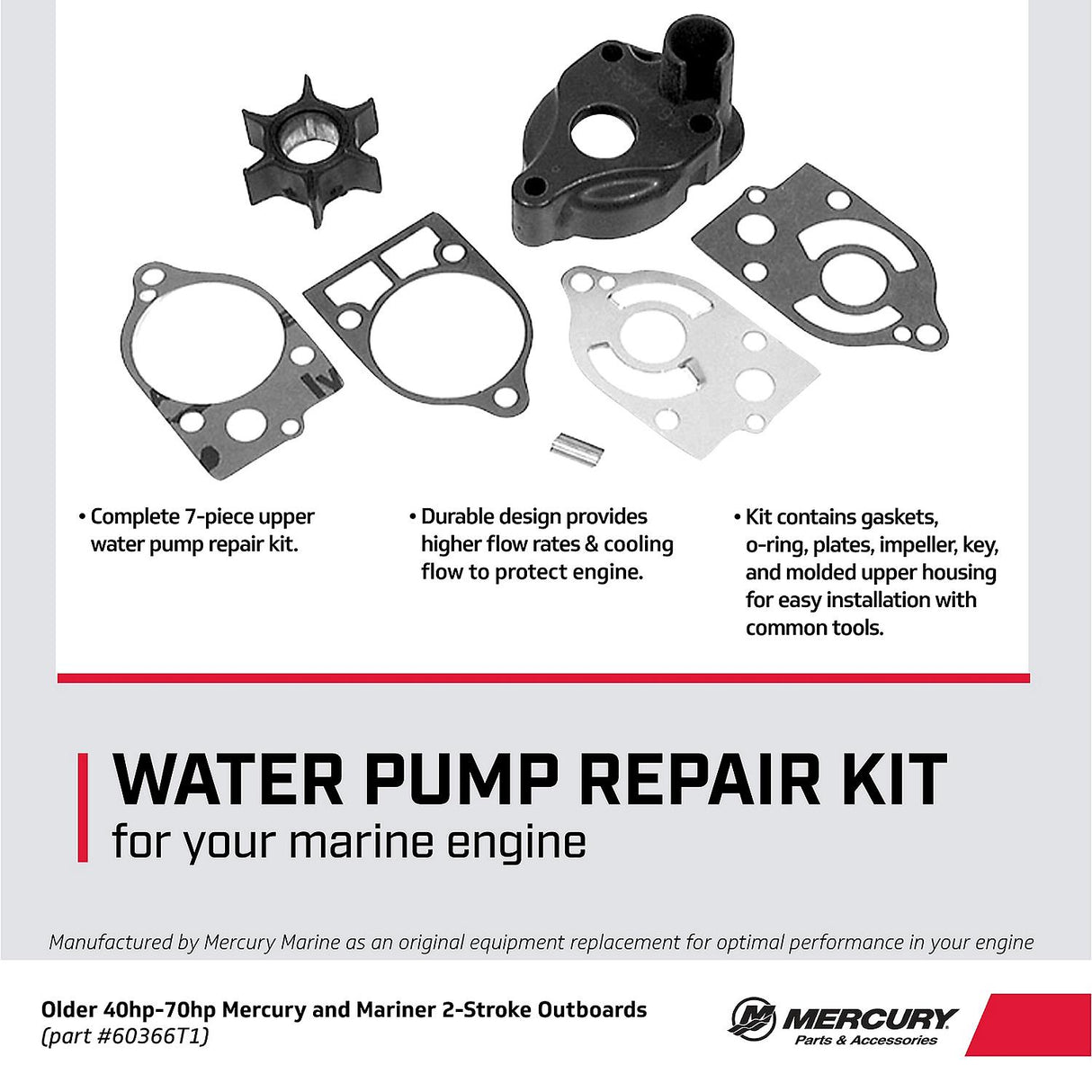 Mercury 46-60366T1 Outboard Water Pump Upper Repair Kit