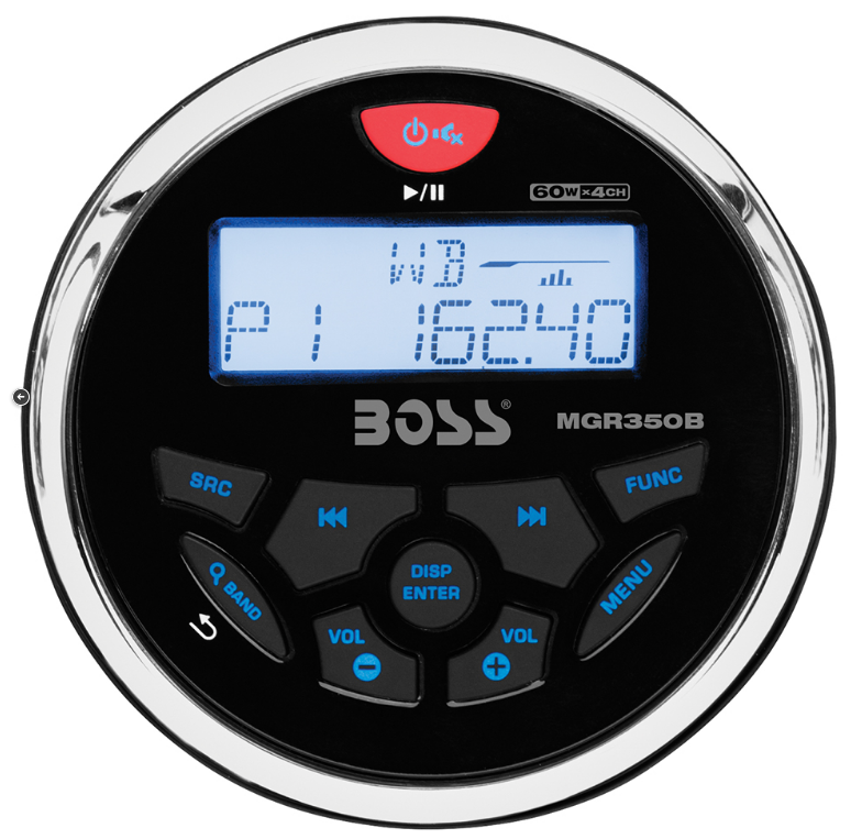 Boss Audio - MCKGB350W.6 Combo - Marine Gauge Radio with Antenna & 2 6.5" Speakers - White - MCKGB350W.6