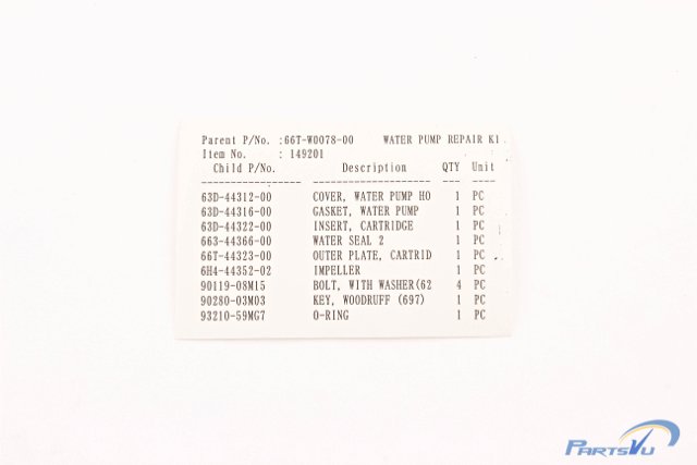 Yamaha - Water Pump Repair Kit - 66T-W0078-00-00 - F30 F40 T25