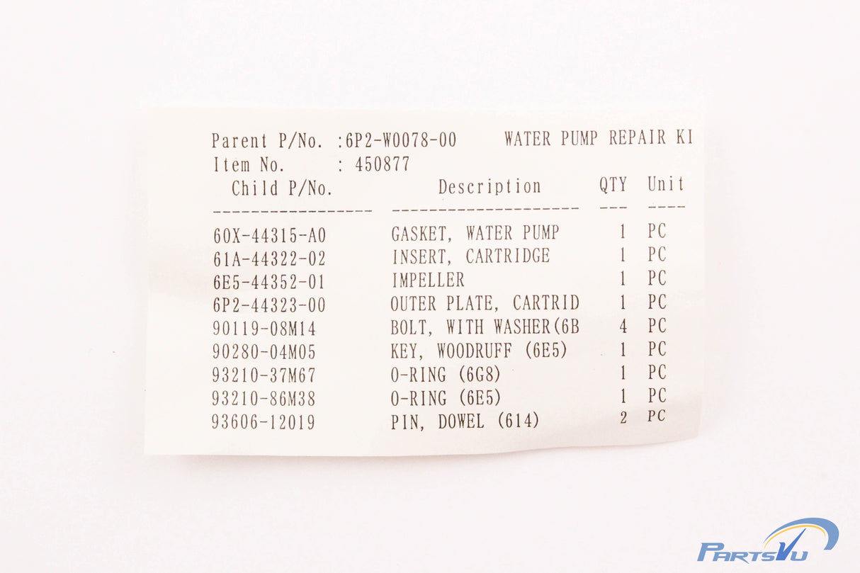 Yamaha - Water Pump Repair Kit - 6P2-W0078-00-00 - F225 F250 3.3L V6 Z300