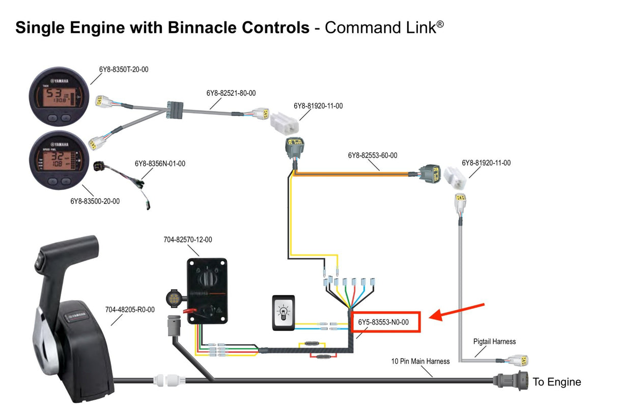 Yamaha - Conventional Dual Fuse Gauge Harness - 10 ft - 6Y5-83553-N0-00