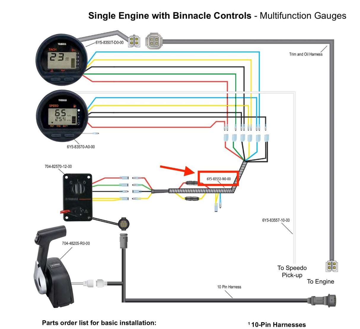 Yamaha - Conventional Dual Fuse Gauge Harness - 10 ft - 6Y5-83553-N0-00