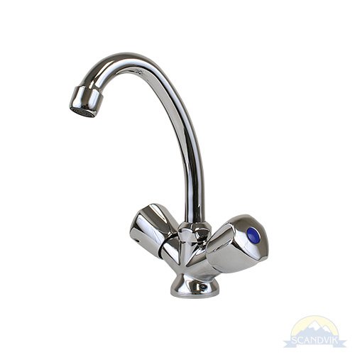 Scandvik - Classic Swivel J-Spout Galley Mixer Faucet - Chrome Plated Brass - 70002