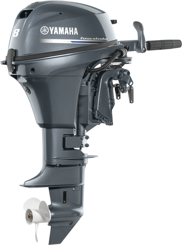 Yamaha F8LMHB Outboard - 20-Inch Shaft | Tiller Handle | Manual Start | Manual Tilt | Gray