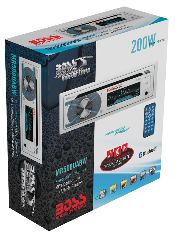 Boss Audio - MR508UABW Single-DIN CD/USB/SD/MP3/WMA/AM/FM Receiver with Bluetooth - MR508UABW