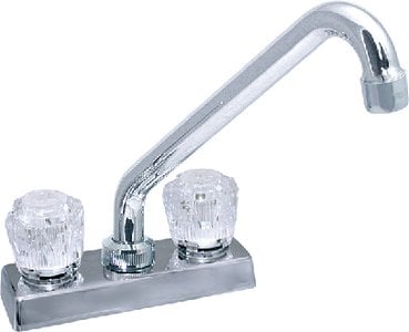 Valterra - Phoenix DuraPro Chrome Finish Two Handle 4" RV Kitchen Faucet with Hi-Rise Tubular Spout & Clear Acrylic Knobs - PF211304