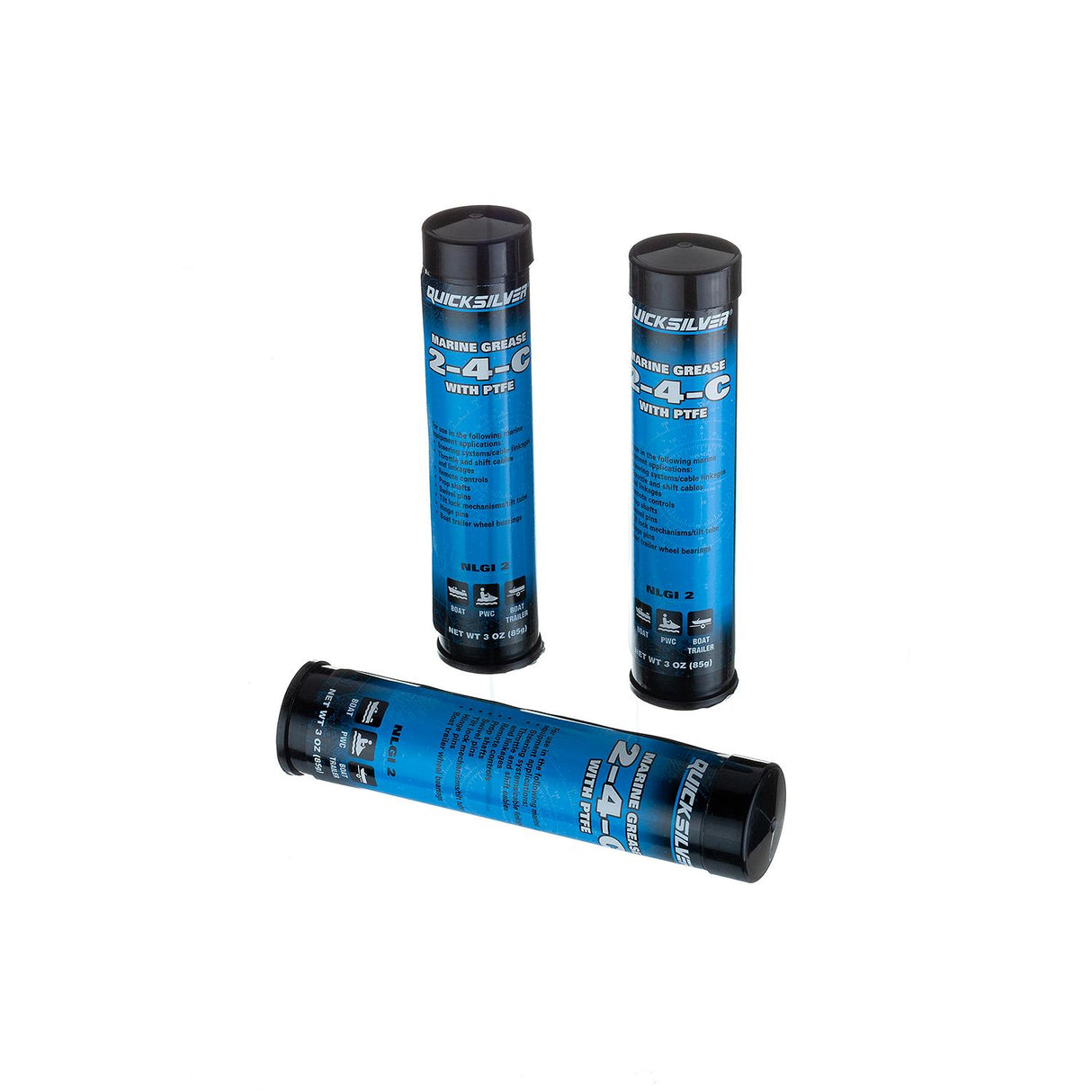 Mercury Quicksilver - 2-4-C Marine Lubricant with PTFE - Three 3 oz Grease Gun Cartridges - 92-802861Q1