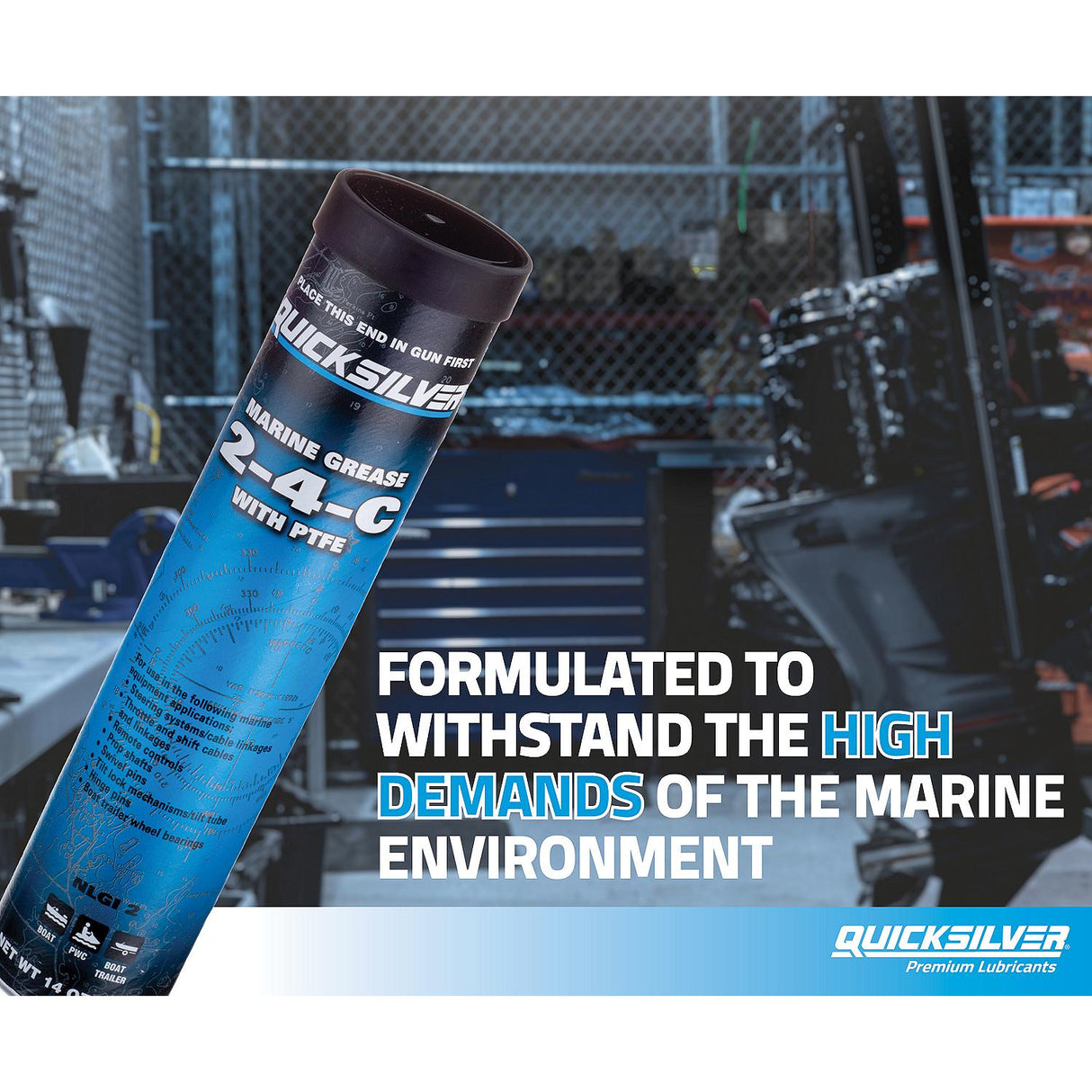 Mercury Quicksilver - 2-4-C Marine Lubricant with PTFE & Cartridge Gun - 91-74057Q5