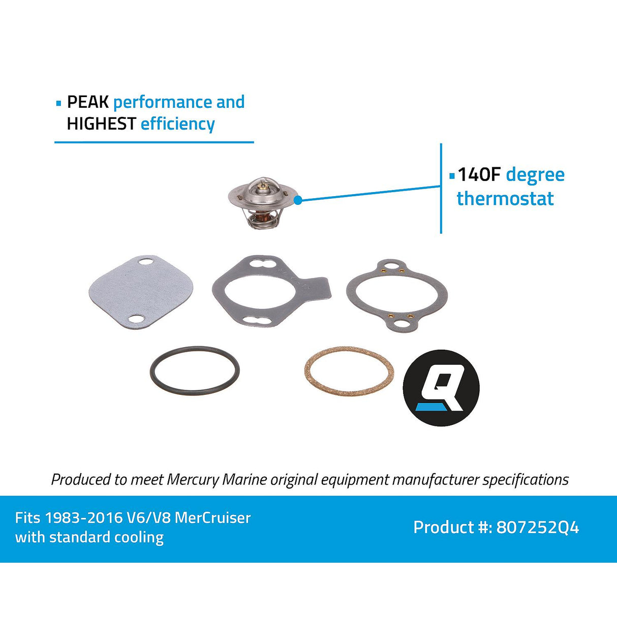 Mercury Mercruiser - Thermostat Kit - Fits 1983-2016 GM V-6 and V-8 Engines - 807252Q4
