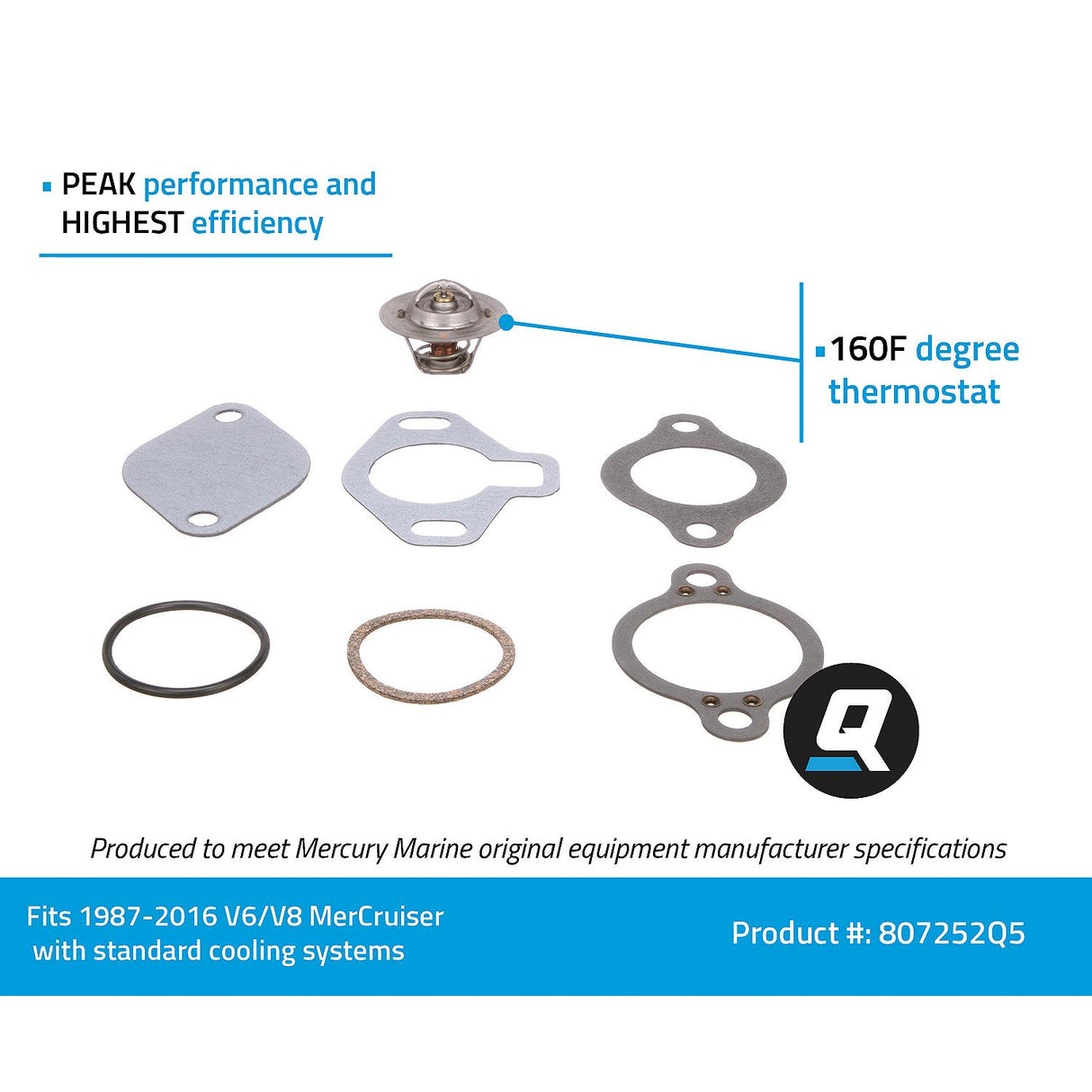 Mercury Mercruiser - Thermostat Kit - Fits 1987-2016 GM Engines - 807252Q5