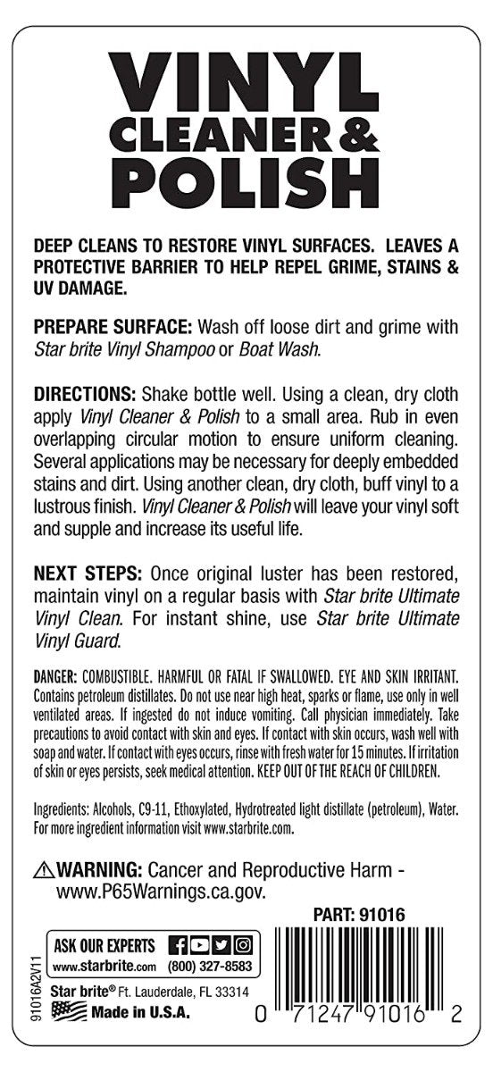 Starbrite - Vinyl Cleaner & Polish - UV Protection - 16 oz. - 91016