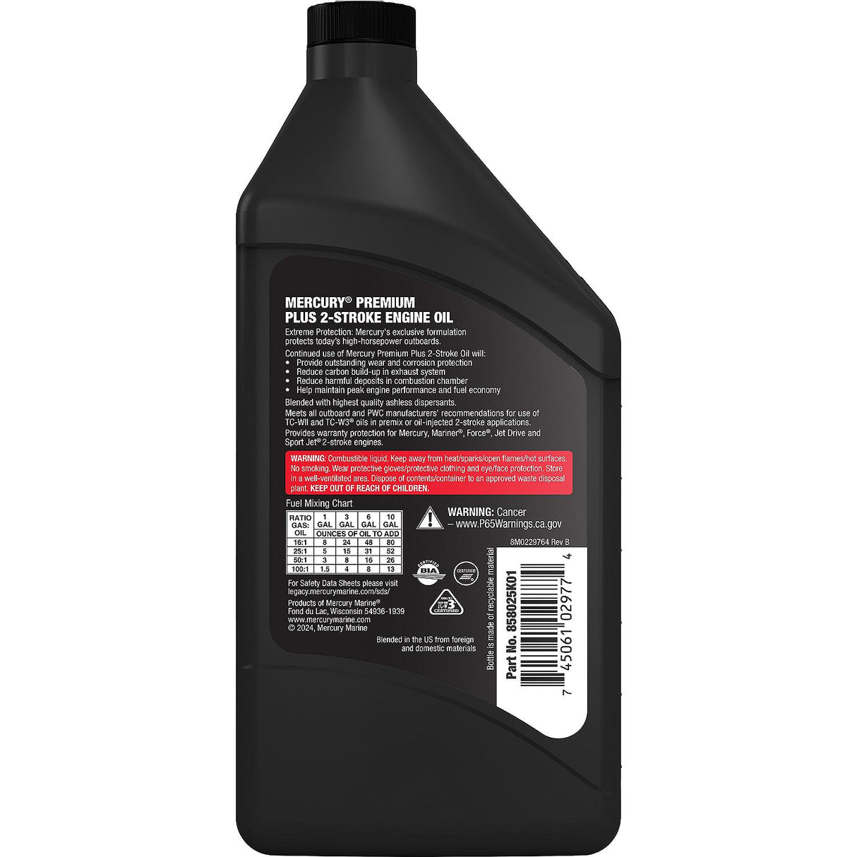 Mercury Premium Plus TCW 3 2 Stroke / Cycle Outboard Oil - Pint - 92-858025K01