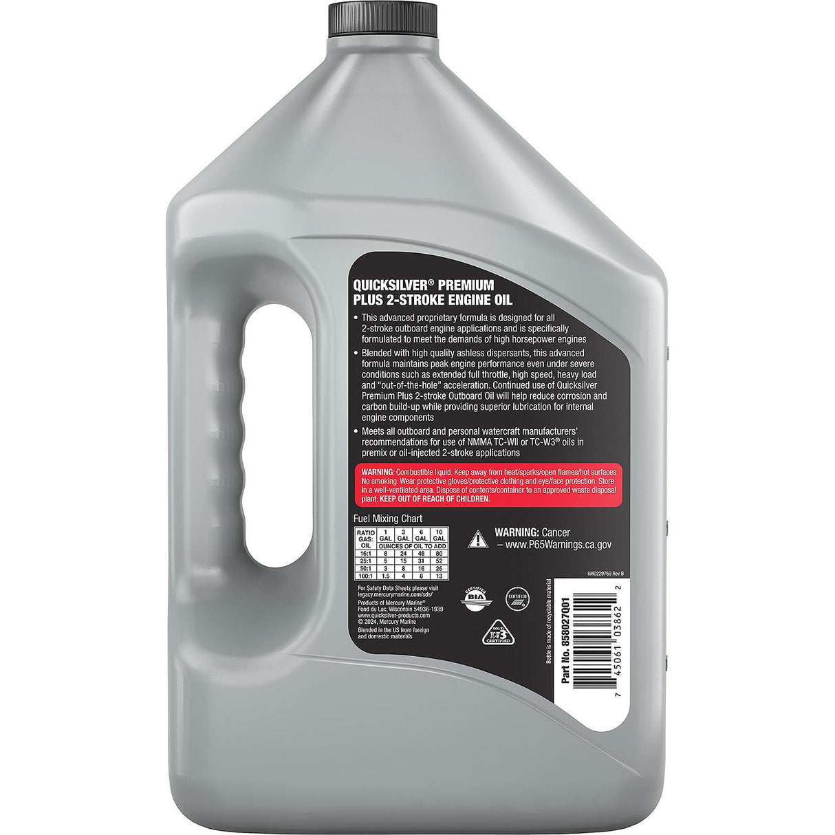 Quicksilver Premium TCW3 2 Stroke Outboard Oil - GALLON - 92-858027Q01