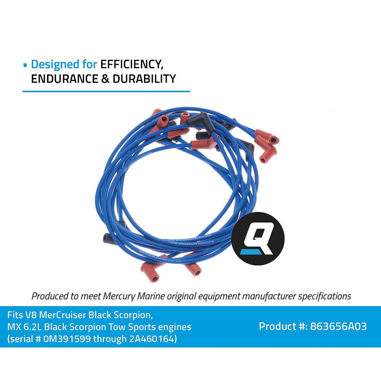 Mercury Mercruiser - Spark Plug Wire Kit - Fits Black Scorpion Tow Sports & MX 6.2L - 84-863656A03