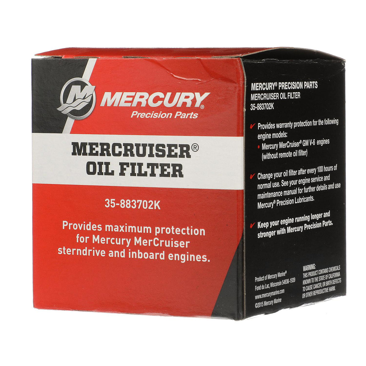 Mercury MerCruiser Oil Filter 4.3L Carbureted Alpha Bravo - 35-883702K