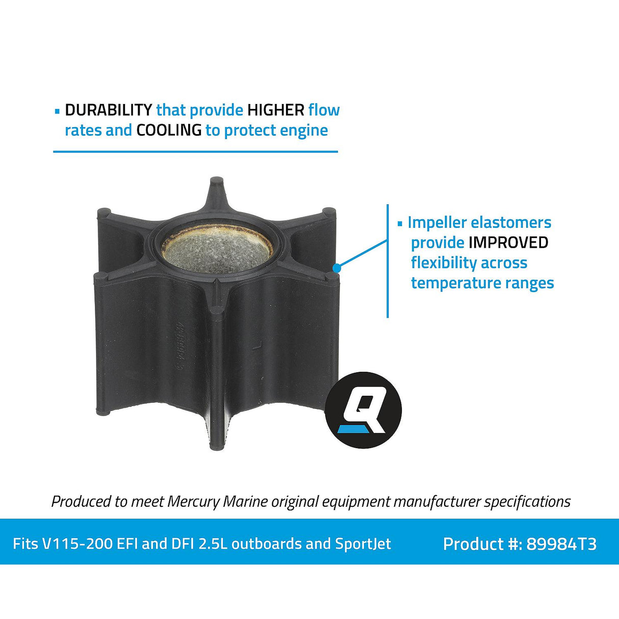 Mercury - Outboard Water Pump Impeller - Fits MCM & Outboard Applications - 47-89984T3