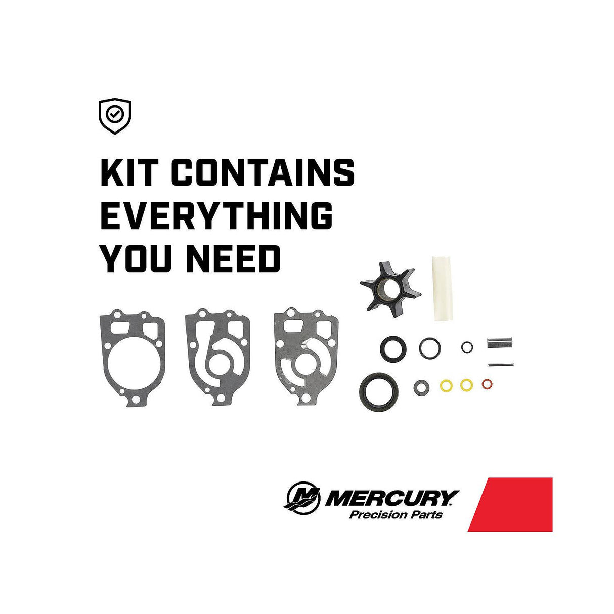 Mercury Mercruiser - Water Impeller Repair Kit - Fits Mercury/Mariner 65 HP through V-6 Outboards, & Mercruiser I/R/MR/Alpha Drives - 47-89984T5