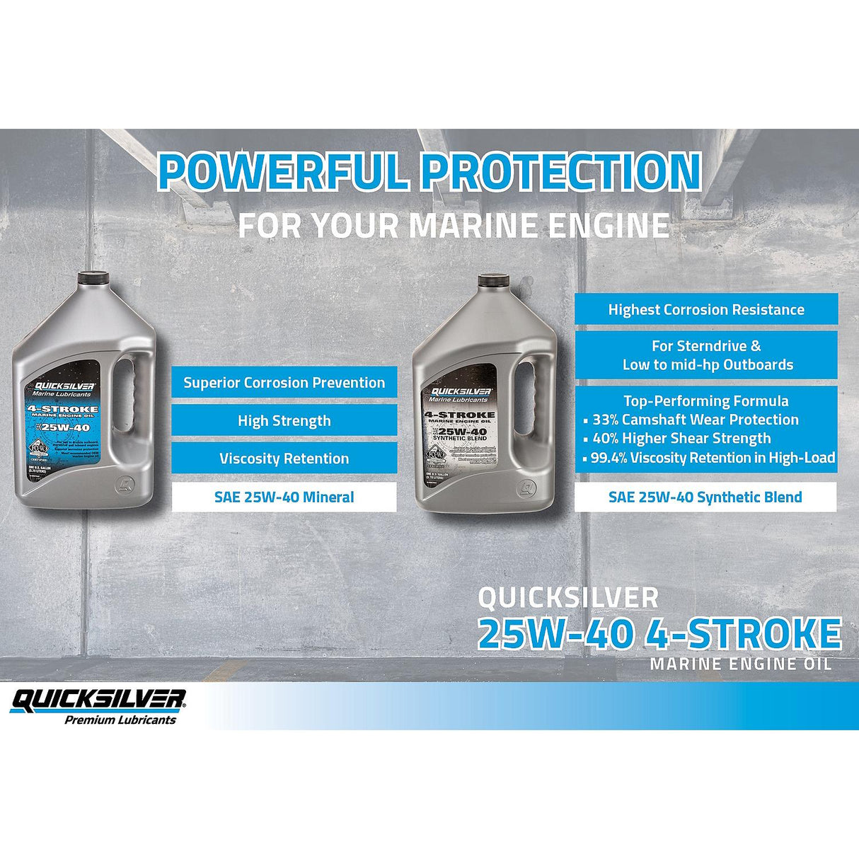 Quicksilver 4-Stroke 25W40 Marine Engine Oil - Gallon - 92-8M0078620