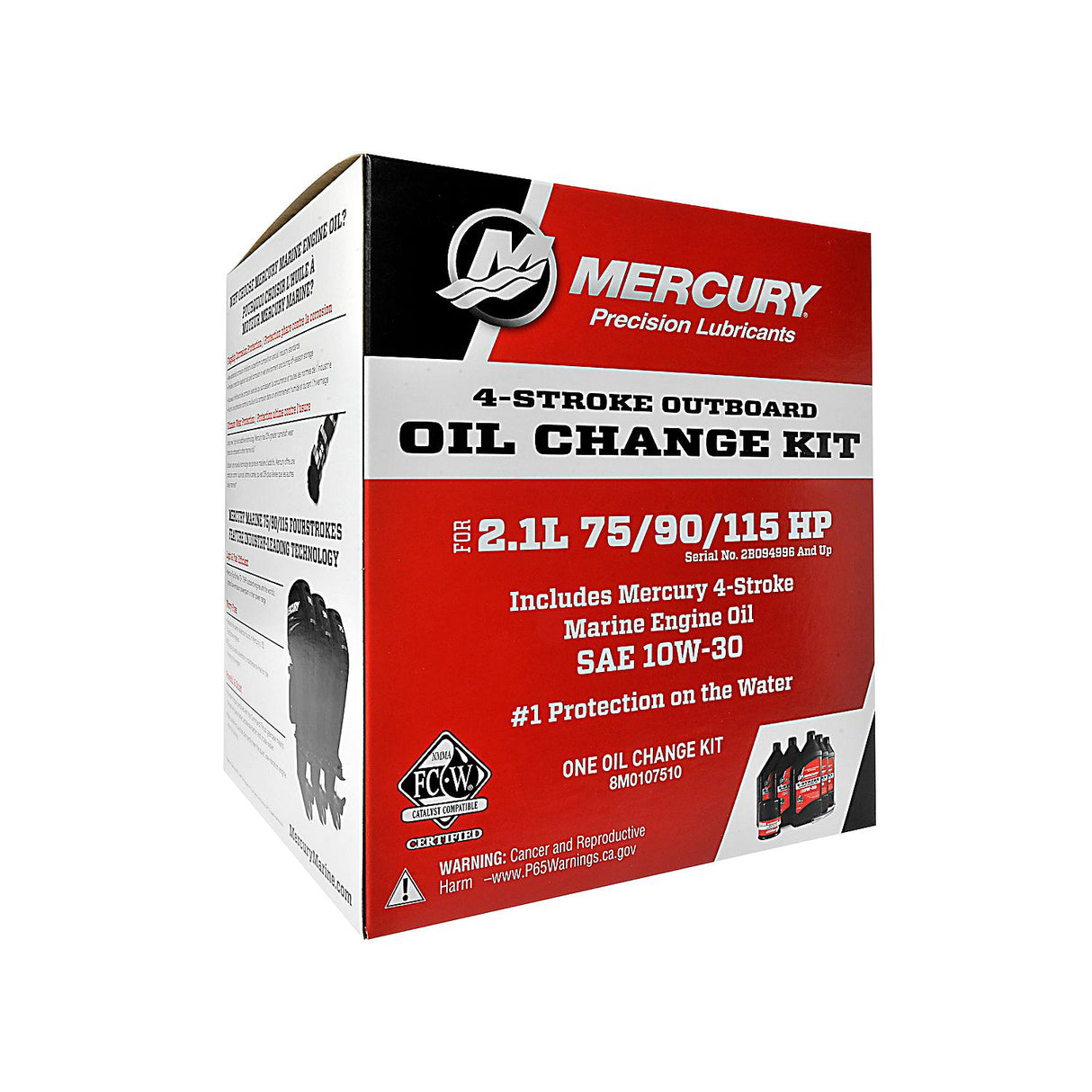 OIL CHANG KT - MERCURY MARINE 75 90 & 115 HP EFI FOUR STROKE OUTBOARD FC-W 10w-30 OIL CHANGE KIT - 8M0107510