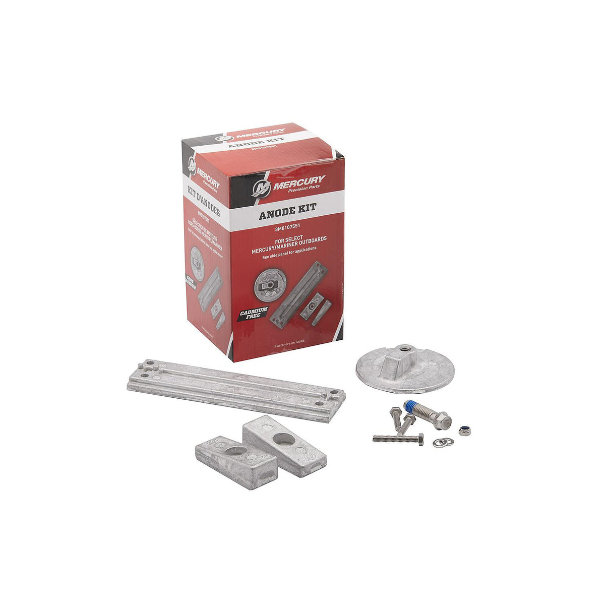 Mercury 97-8M0107551 Outboard Aluminum Anode Kit - Fits 135 - 200 4 Cylinder Verado - 75 - 115 135 - 250 HP Optimax Engines