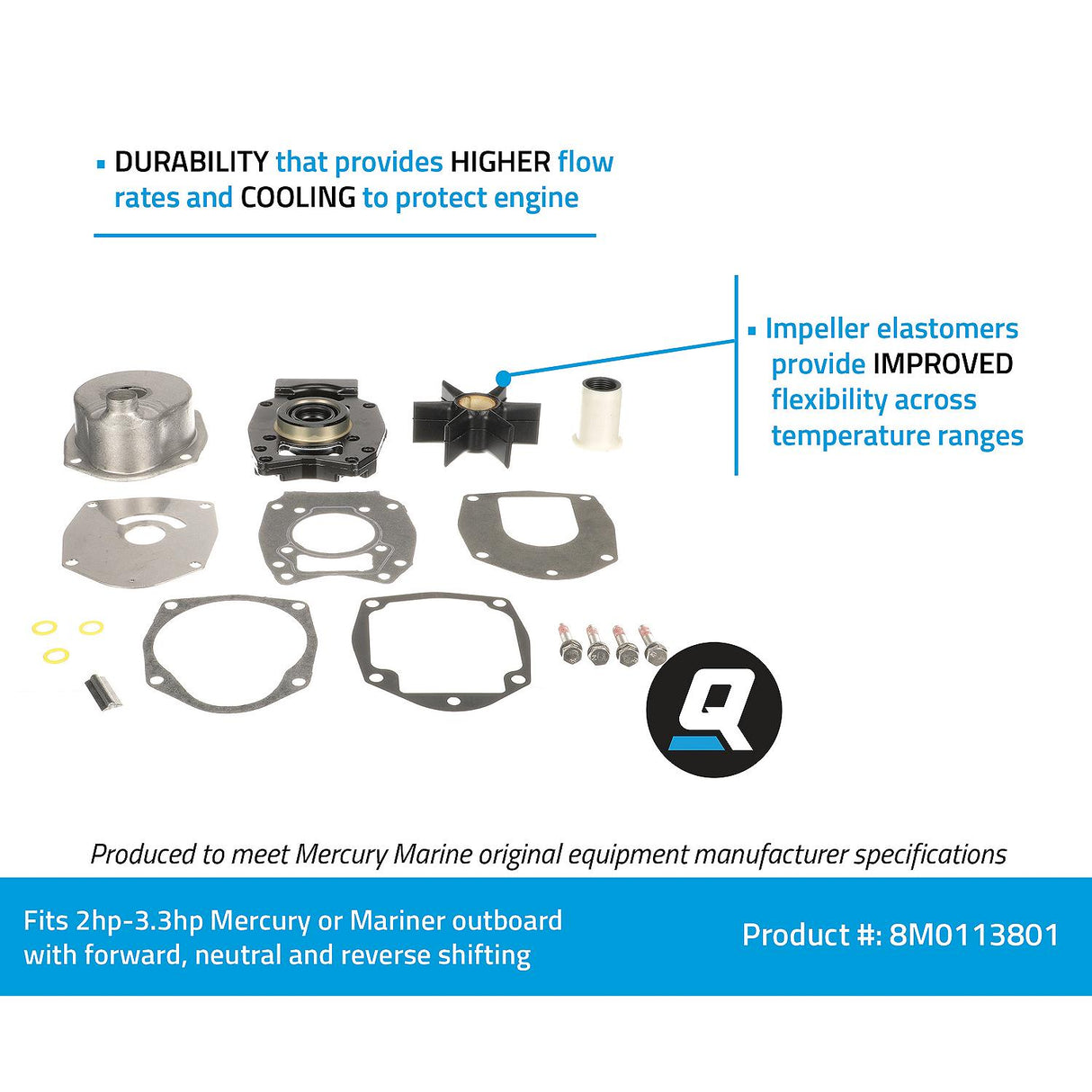 Mercury - Outboard Complete Water Pump - Fits 30-60 HP - 46-8M0113801