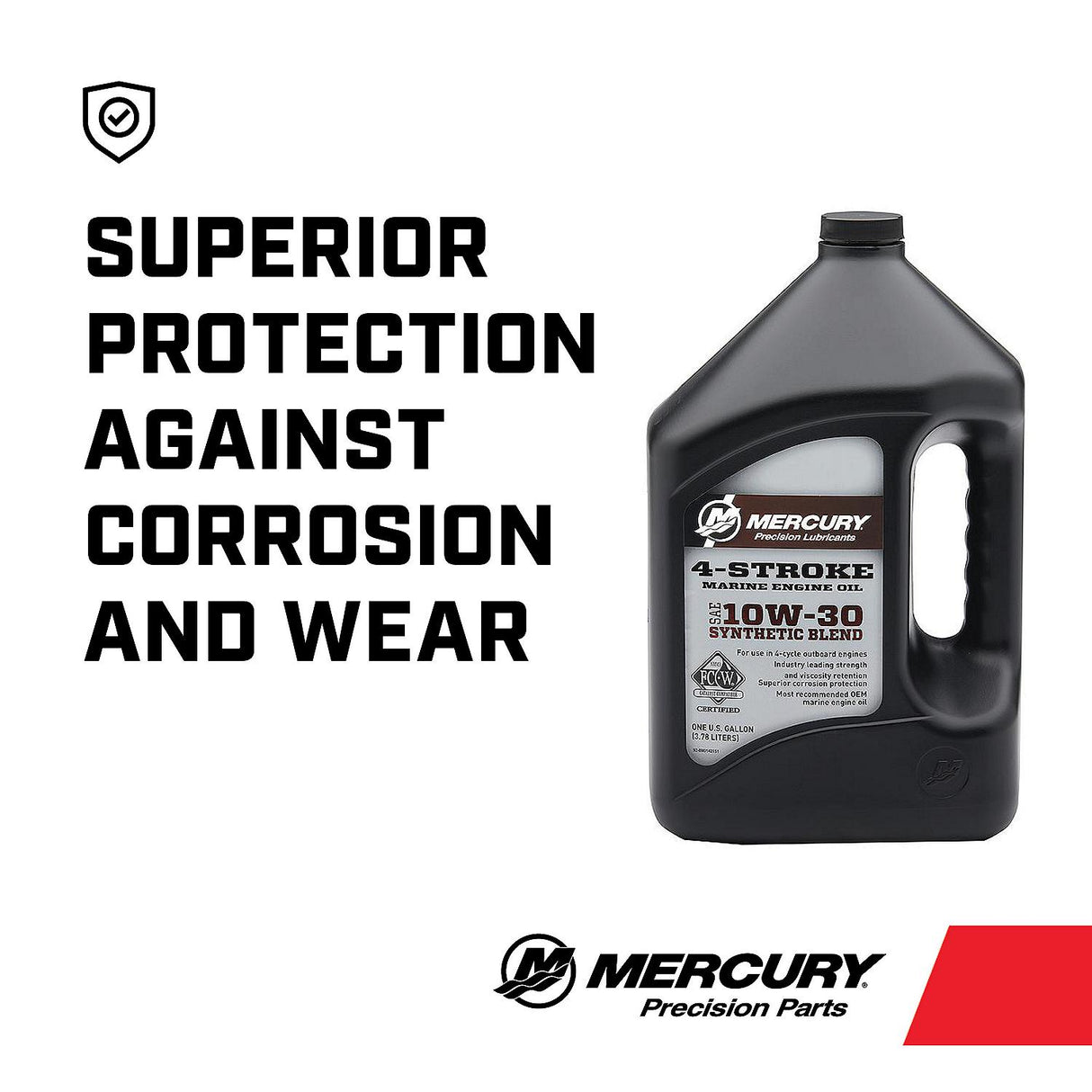 Mercury Synthetic Blend 4 Stroke 10W 30 Marine Engine Oil - Gallon - 92-8M0142151