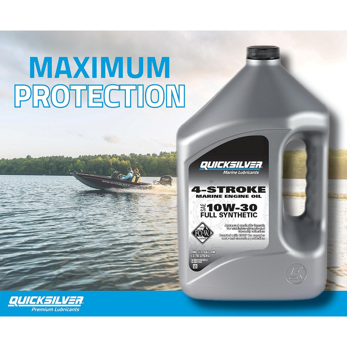 Quicksilver 10W-30 Full Synthetic Marine Engine Oil - Quart - 92-8M0175780
