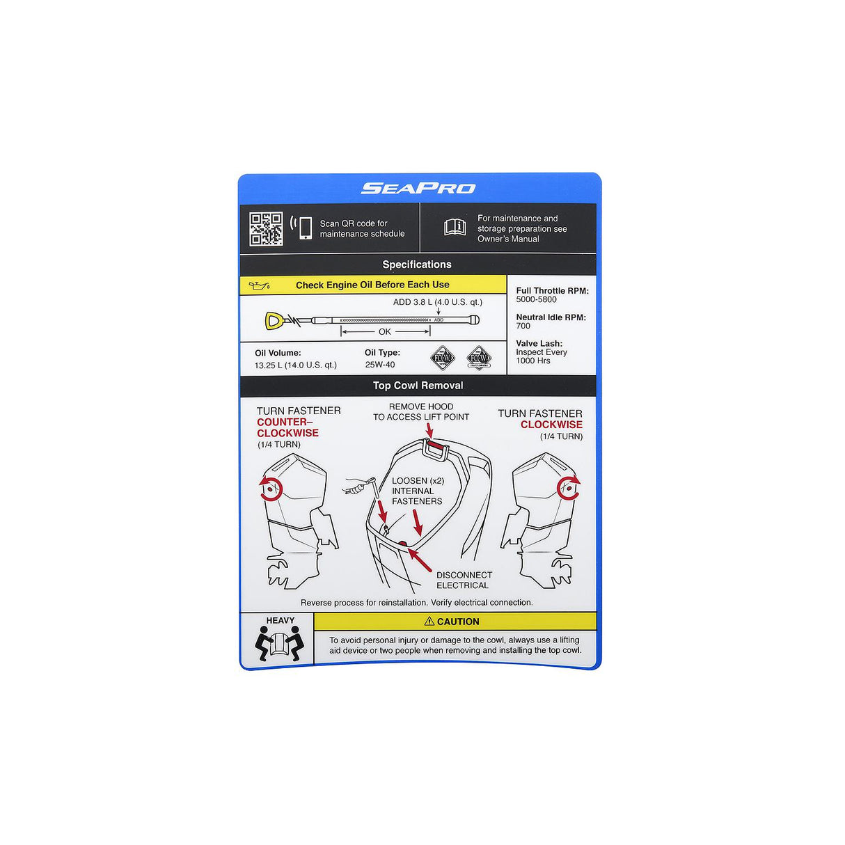 Mercury - Decal maint cowl - 37-8M0180175
