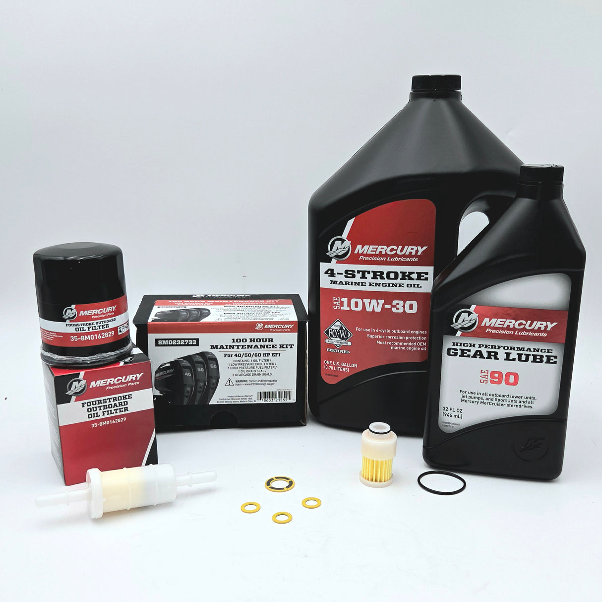 Mercury 40/50/60 HP EFI 4-Stroke Complete 100 Hour Service Maintenance Kit 10W-30 - 8M0232733 (Superseded from 8M0090558)