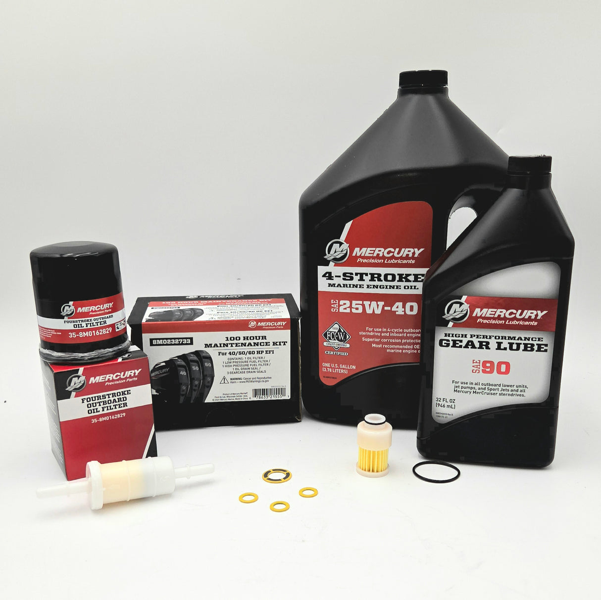Mercury 40/50/60 HP EFI 4-Stroke Complete 100 Hour Service Maintenance Kit 25W-40 - 8M0232733 (Superseded from 8M0090558)
