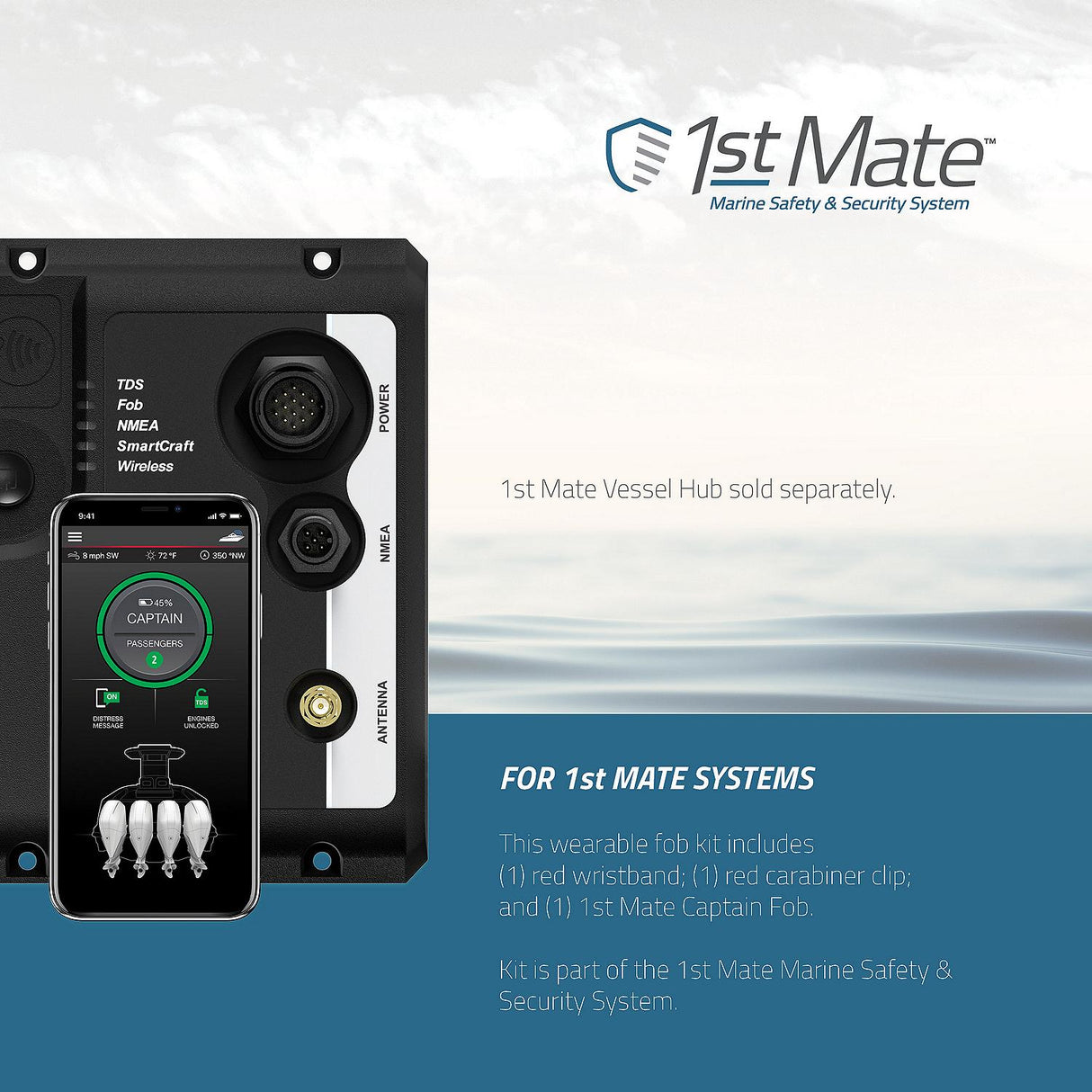 Mercury - 1st Mate Mercury Marine Captain Fob Kit - Red - 98-8M6007943