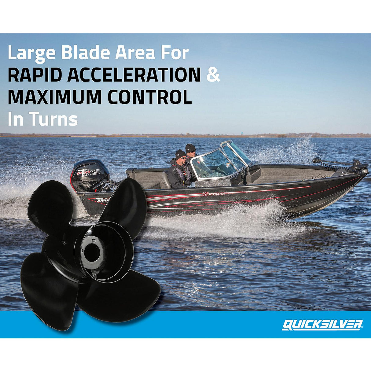 Mercury - Nemesis Quicksilver Propeller - 4-Blade - 25 to 30 HP 4-Stroke (2005 and earlier) - 40 to 60 HP 2-Stroke and 4-Stroke w/ Standard Gearcases - 10.6 Dia. - 12 Pitch - 48-8M8027511