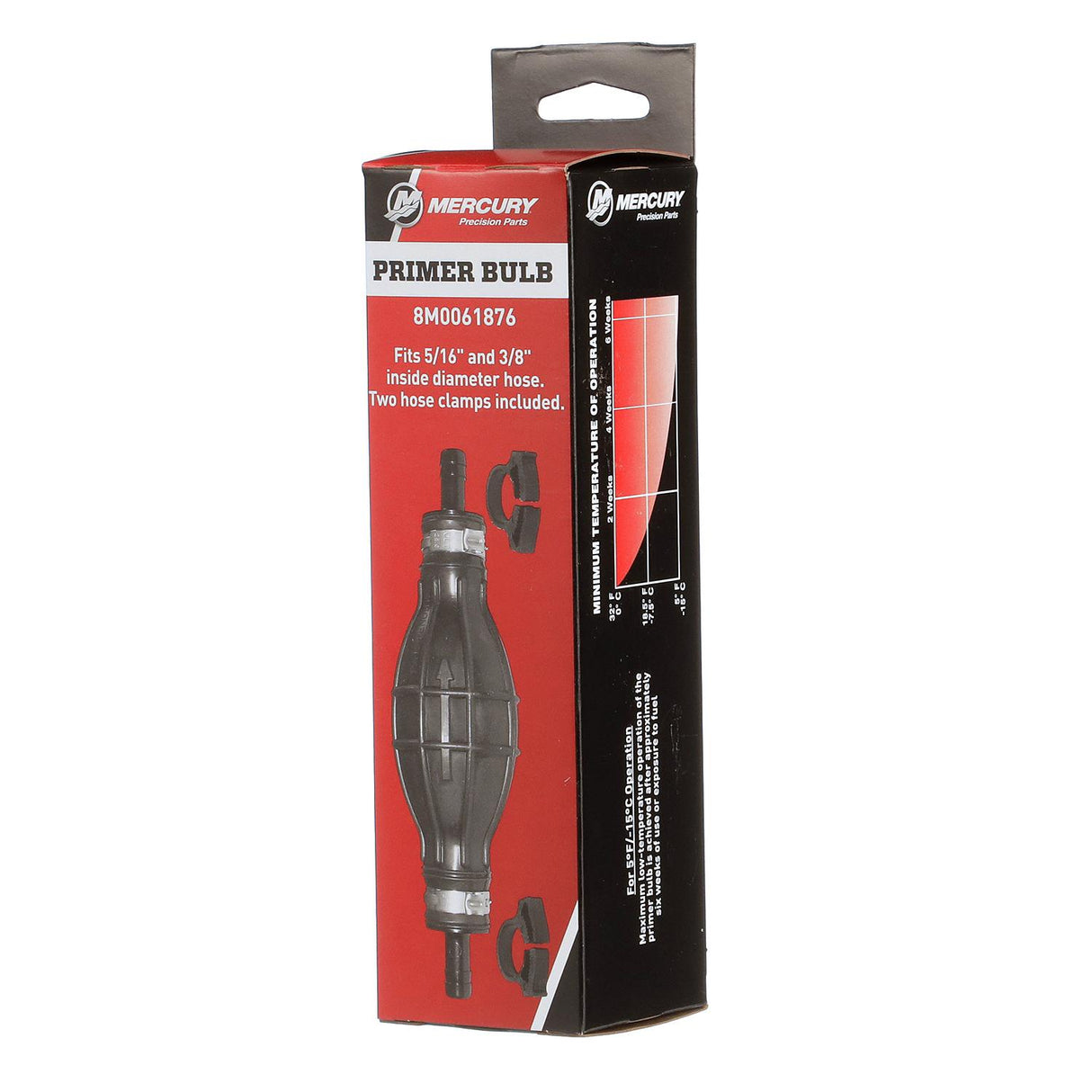 Mercury Marine Primer Bulb - Fits 5/16" & 3/8" Inner Diameter - Includes Hose Clamps - 8M0061876