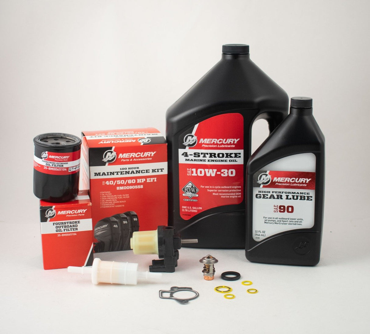 Mercury 40/50/60 HP EFI 4-Stroke Complete 100 Hour Service Maintenance Kit 10W-30 - 8M0090558