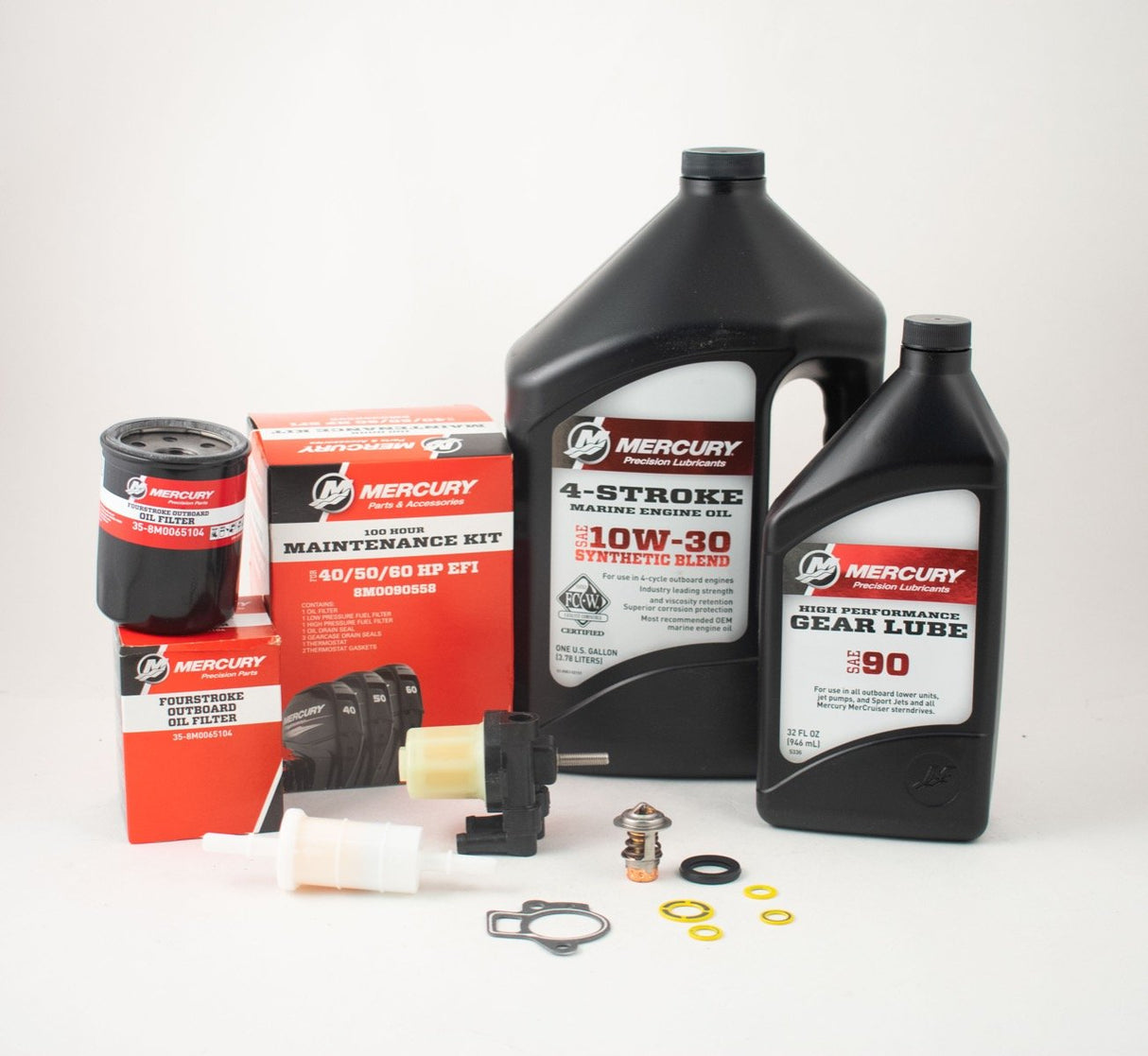 Mercury 40/50/60 HP EFI 4-Stroke Complete 100 Hour Service Maintenance Kit 10W-30 Synthetic Blend - 8M0090558