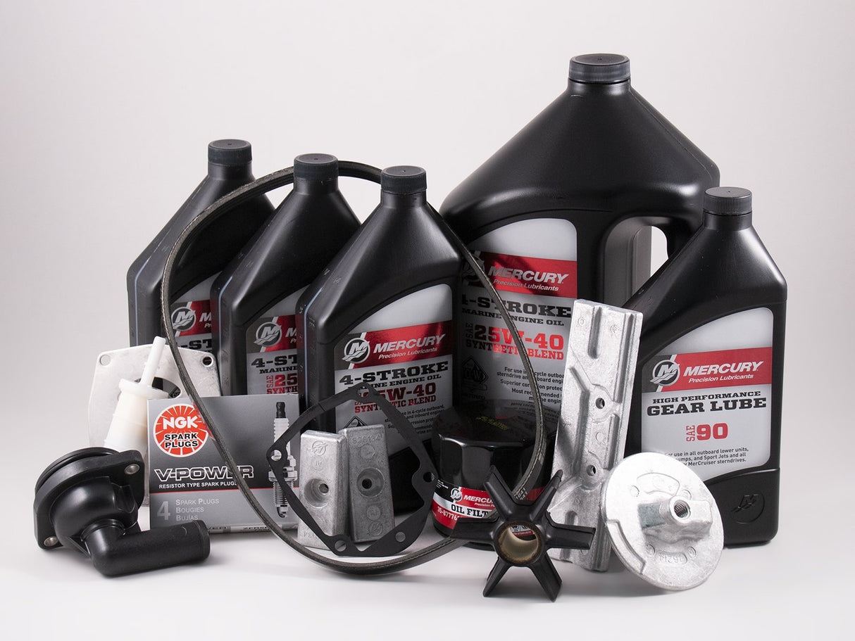 Mercury 150 EFI 4 Stroke Complete 300 Hour Service Maintenance Kit 25W-40 Synthetic Blend- 8M0094233 - S/N 2B178185 & Up