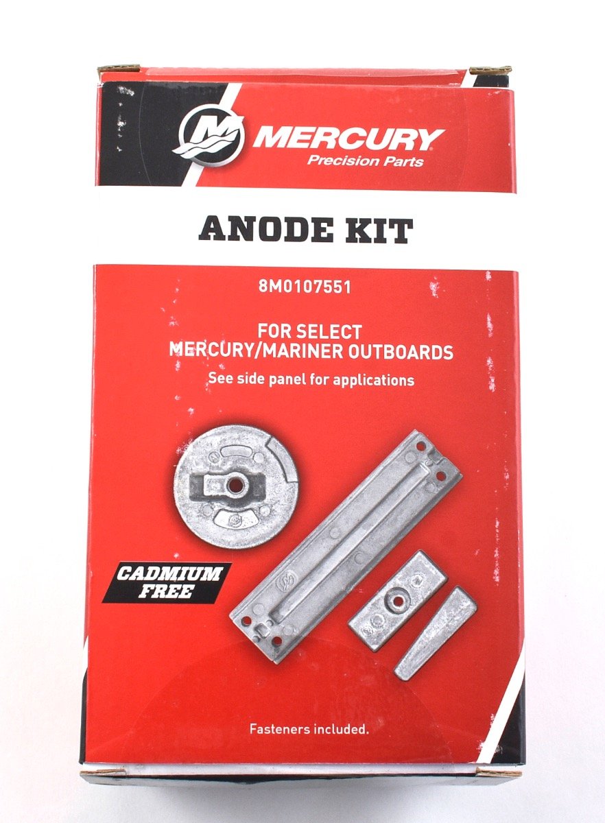 Mercury 97-8M0107551 Outboard Aluminum Anode Kit - Fits 135 - 200 4 Cylinder Verado - 75 - 115 135 - 250 HP Optimax Engines