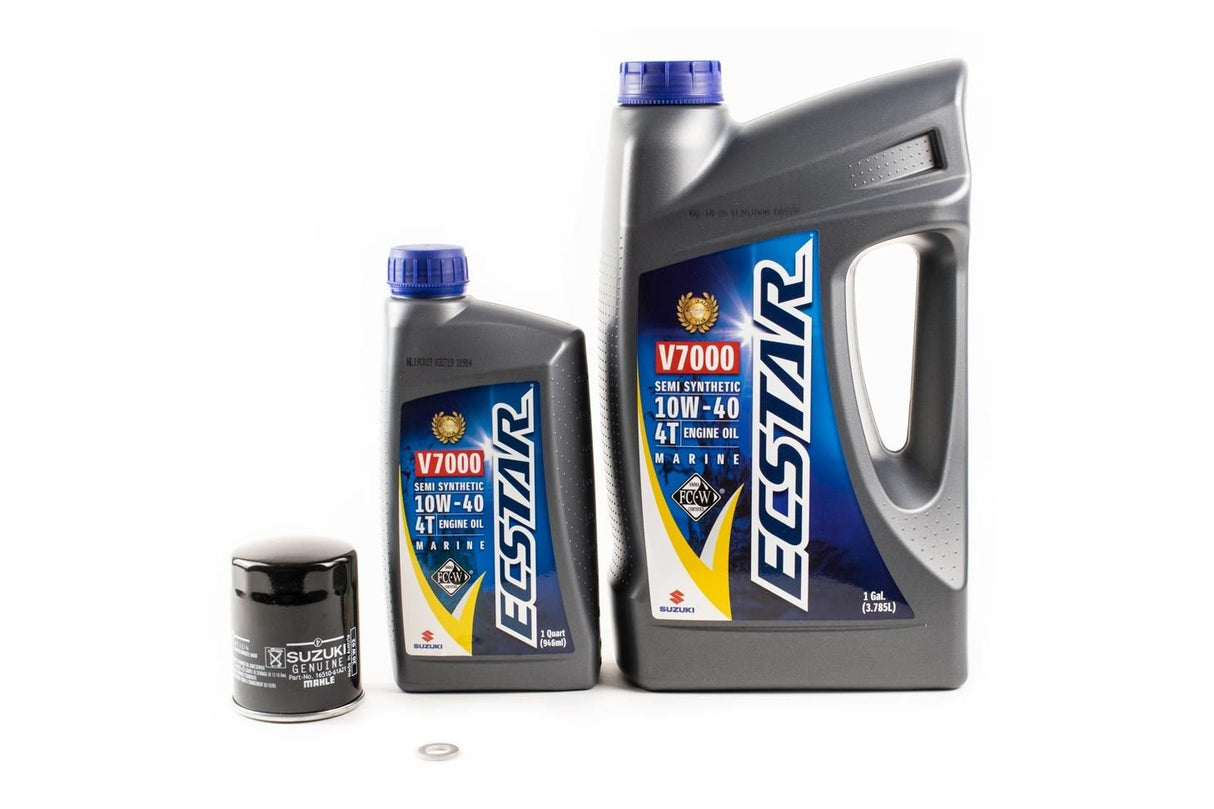 Suzuki Outboard Oil Change Kit - DF70A & DF90A (2009-2010) - Ecstar V7000 10W40 Semi Synthetic Marine Engine Oil