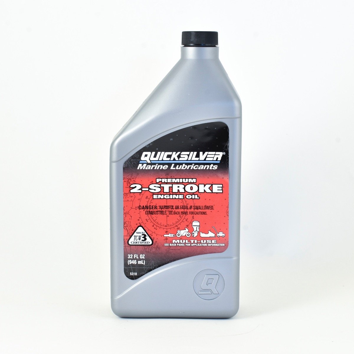 Quicksilver 2-Stroke Premium TCW3 Marine Engine Oil - QUART- 92-858021Q01