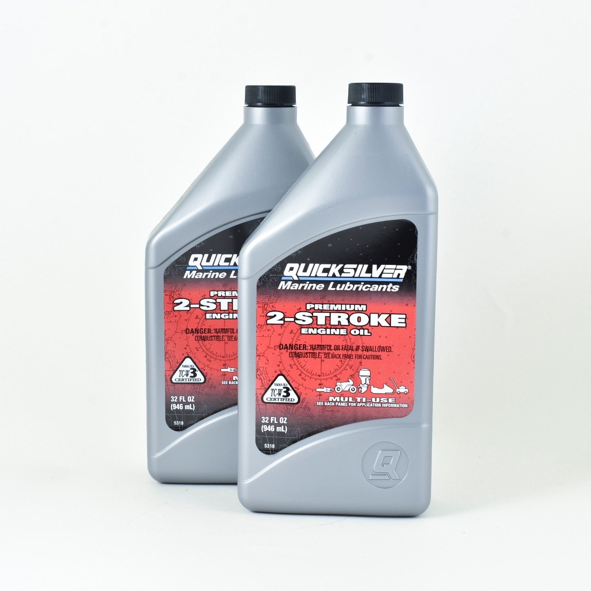 Quicksilver 2-Stroke Premium TCW3 Marine Engine Oil - Quart - 92-858021Q01 - 2 Pack