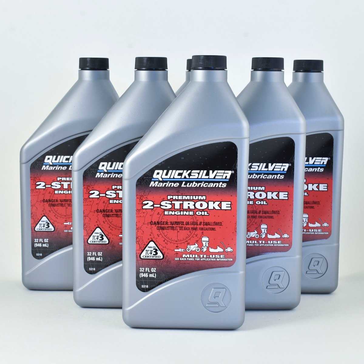 Quicksilver 2-Stroke Premium TCW3 Marine Engine Oil - Quart - 92-858021Q01 - 6 Pack
