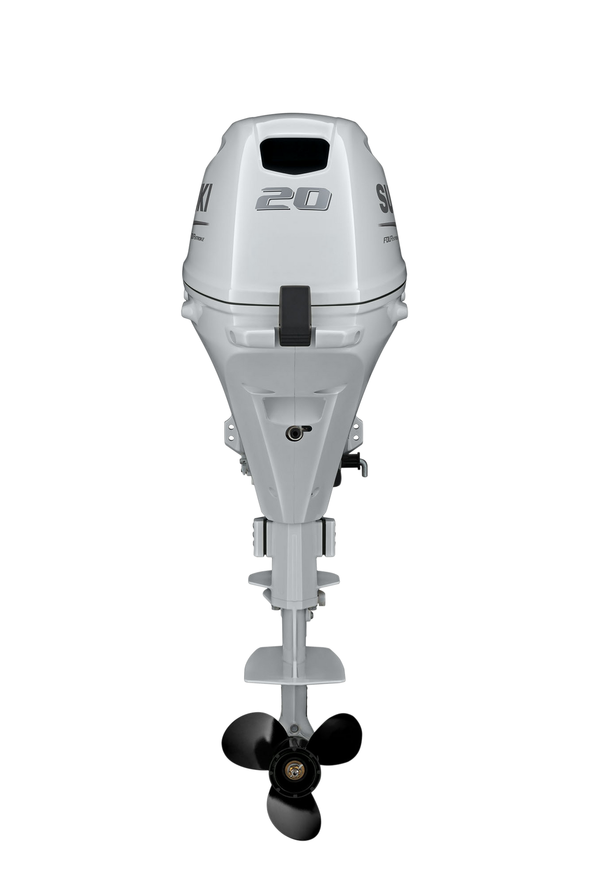 Suzuki Portable DF20ASW4 Outboard - 15" Shaft | Tiller Handle | Manual Start | Manual Tilt | 20 HP | 97 Lbs | Cool White