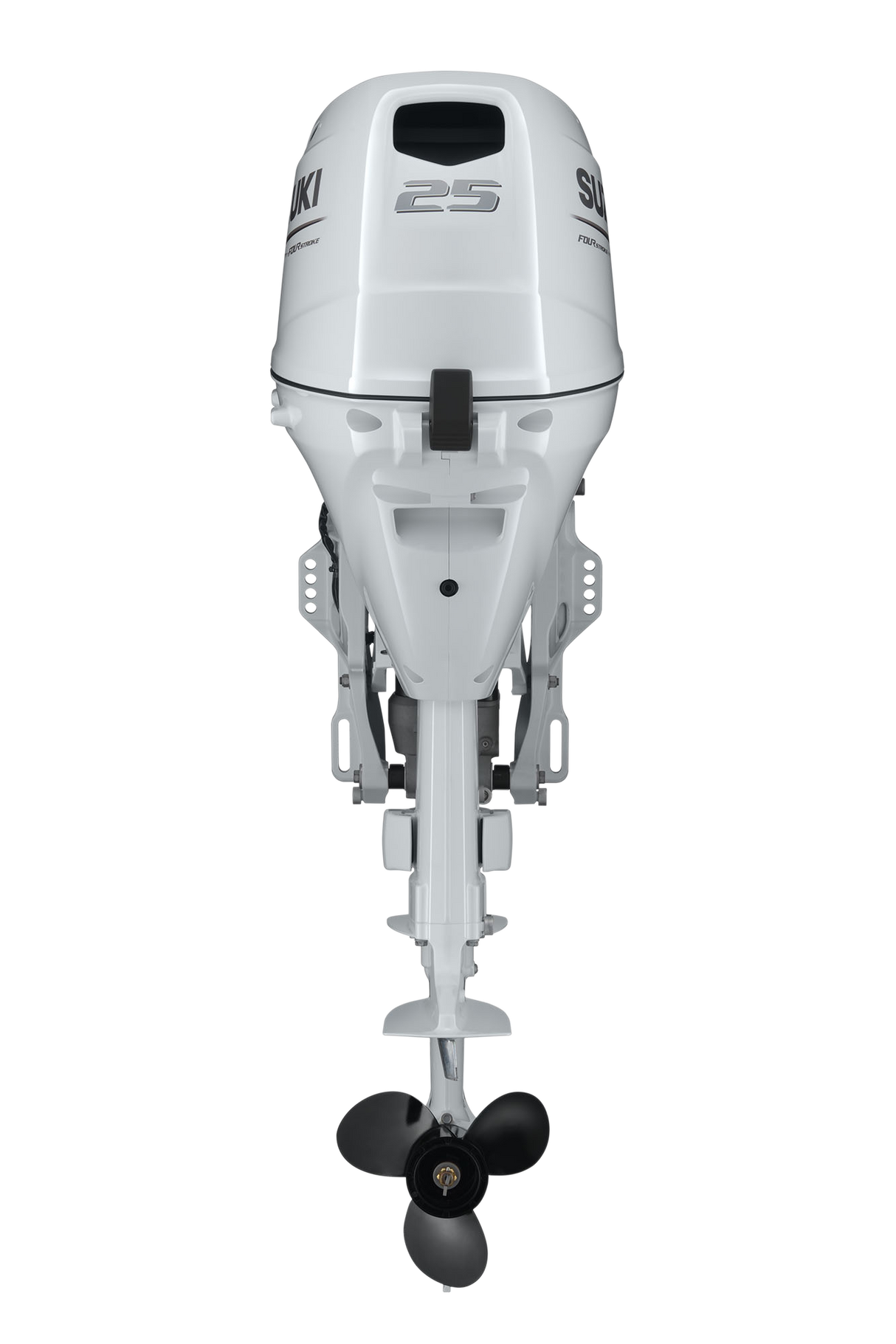 Suzuki Portable DF25ATHSW Outboard - 15" Shaft | Tiller Handle | Electric Start | Power Trim & Tilt | 25 HP | Cool White