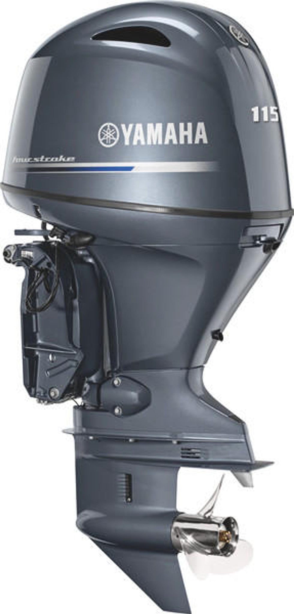 Yamaha F115LB Outboard - 20-Inch Shaft | 1.8-Liter In-Line 4 | Remote Mechanical Control | Electric Start | Power Trim and Tilt | Gray