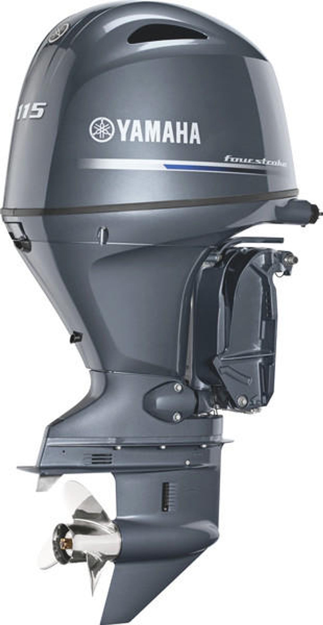 Yamaha F115LB Outboard - 20-Inch Shaft | 1.8-Liter In-Line 4 | Remote Mechanical Control | Electric Start | Power Trim and Tilt | Gray