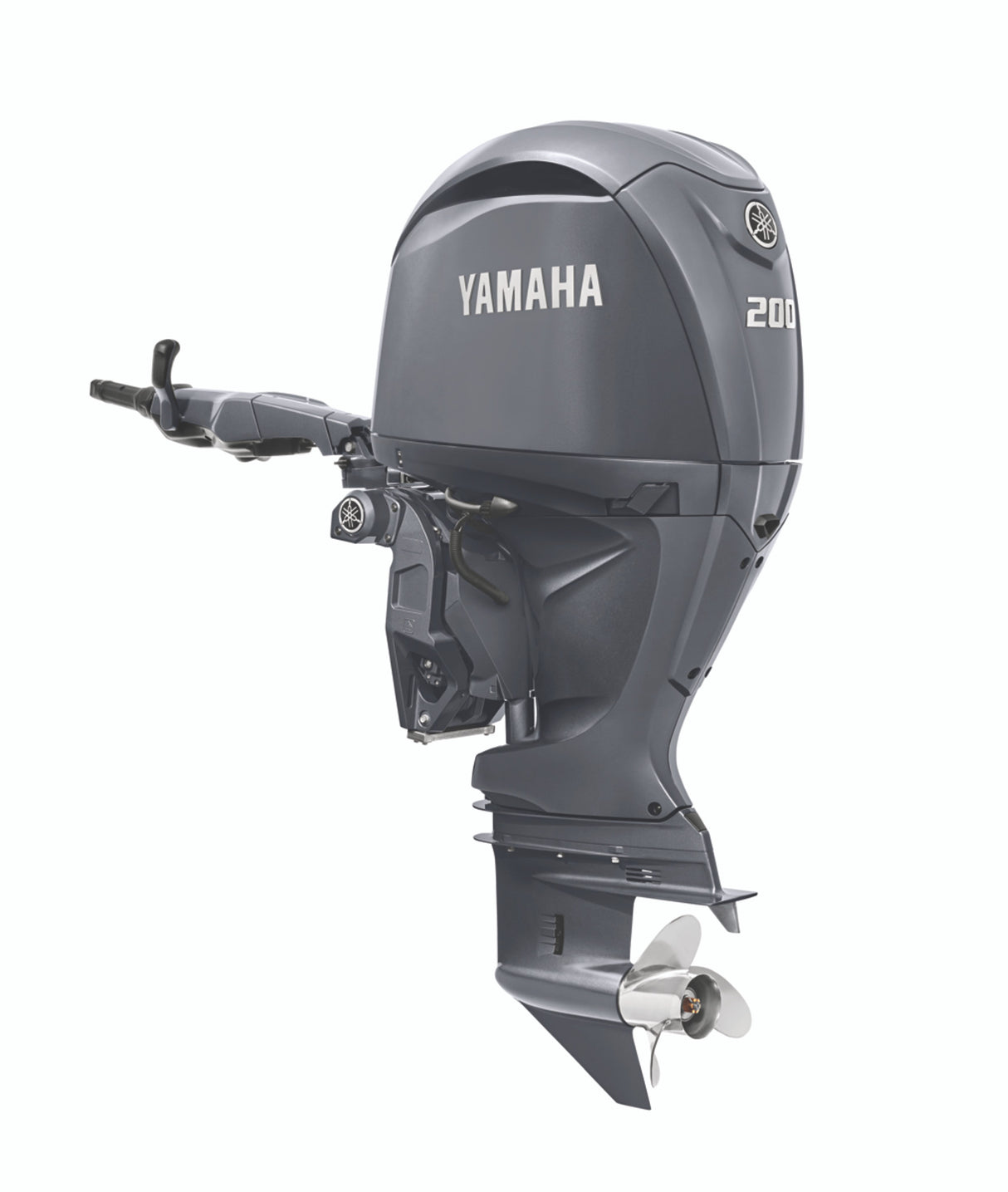 Yamaha F200XHA Oubtoard - Gray | 25-Inch Shaft | Tiller Handle | Electric Start | Power Trim Tilt | EFI with Variable Camshaft Timing