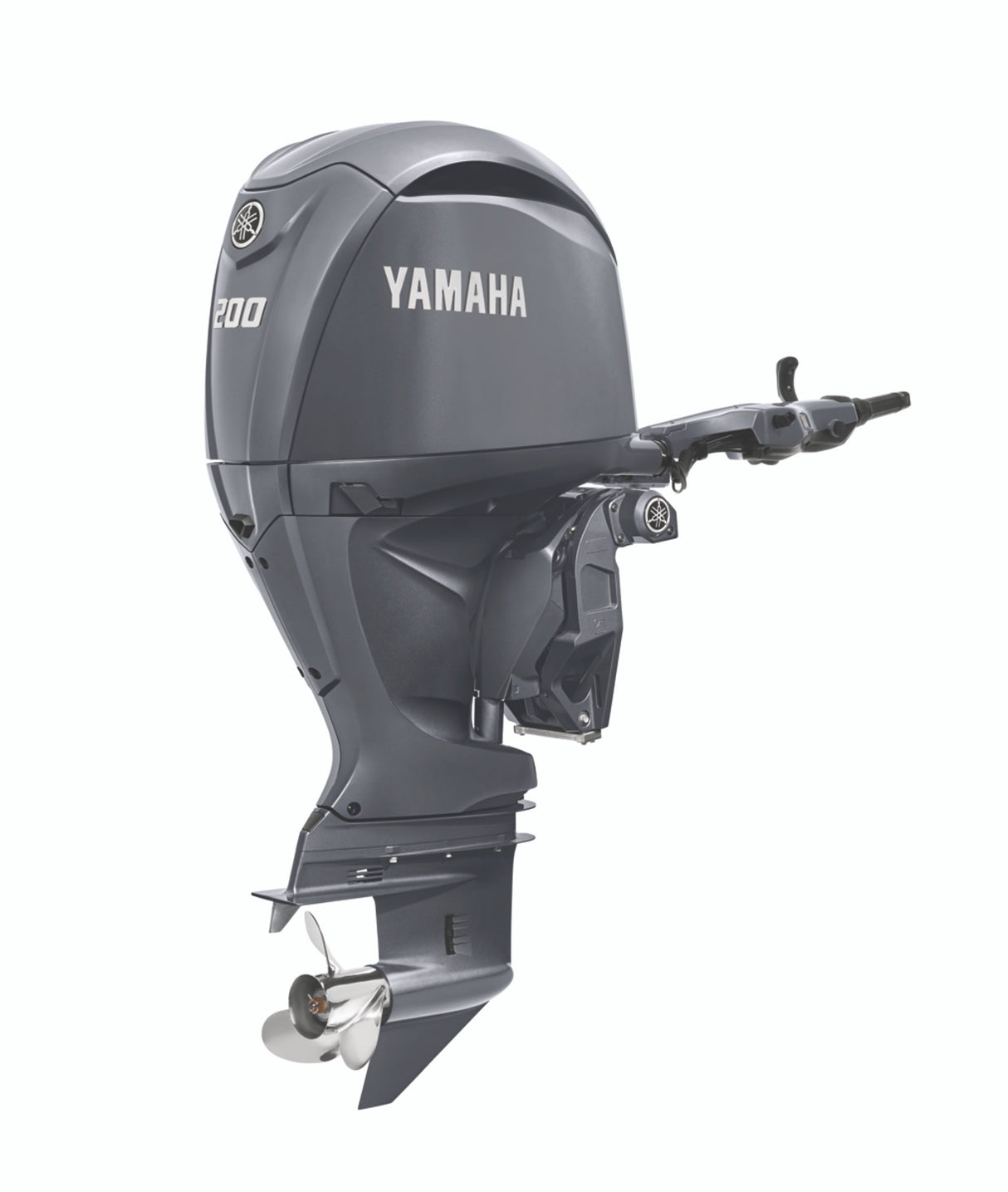 Yamaha F200XHA Oubtoard - Gray | 25-Inch Shaft | Tiller Handle | Electric Start | Power Trim Tilt | EFI with Variable Camshaft Timing