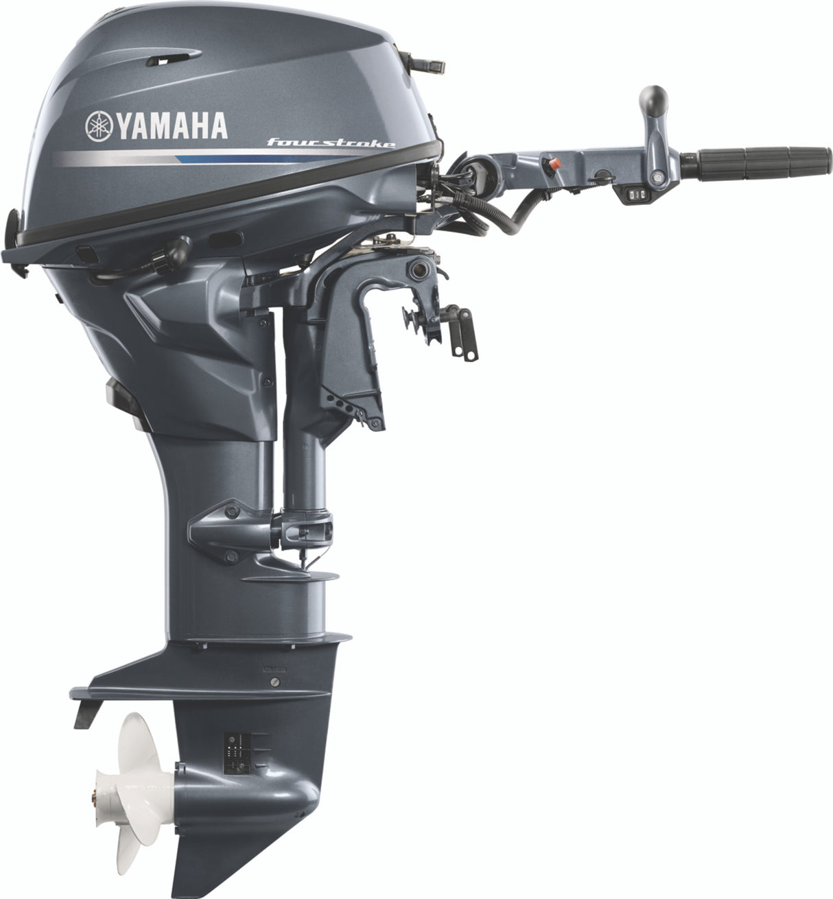 Yamaha F25SWTHC Outboard - 15-Inch Shaft | 2-Cylinder | Tiller Handle | Electric & Manual Start | Power Trim and Tilt | Gray